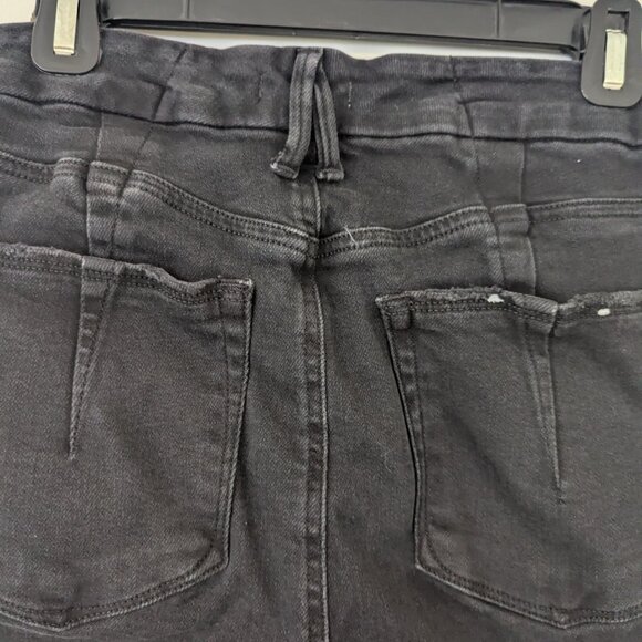 Good American black jeans, raw hem, button fly, kick crop - Size 14 - Picture 5 of 8